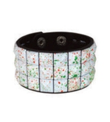 WHITE neon PAINT SPATTERED pyramid stud studded wristband strap